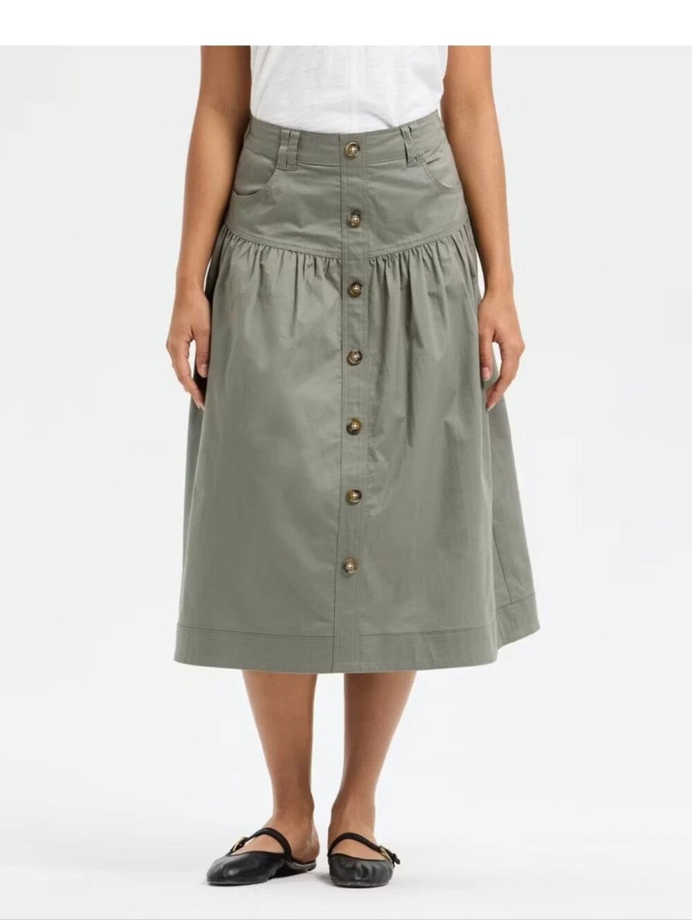 Universal Thread Women High-Rise Button-Front Cargo Skirt Pewter Green Size XXL
